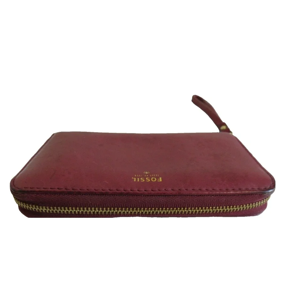 Fossil Wristlet Fuchsia Leather Clutch‎ Bag 6.5